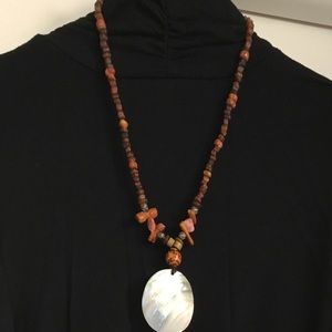 Necklace with faux Mother of Pearl Pendant